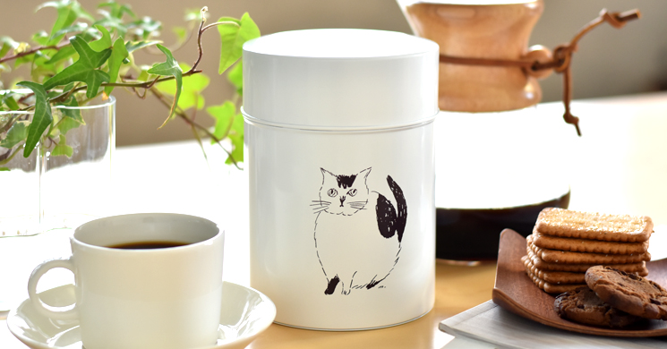 松尾ミユキ Cat ねこ ネコ 猫 コーヒー缶 Lサイズ コーヒー コーヒー豆 紅茶缶 キャニスター ギフト 北欧生地と雑貨のお店 Cortina