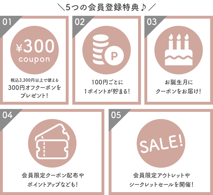 5つの会員登録特典♪