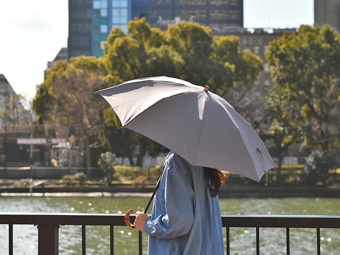 日傘 晴雨兼用傘 雨傘 シンプル サンク CINQ ブラック グレー 傘 長傘 