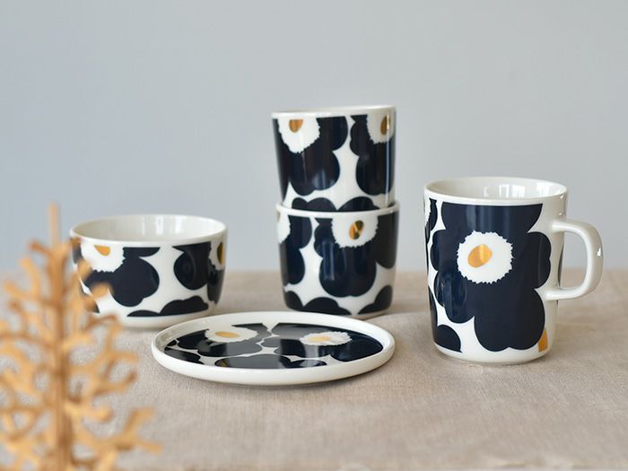 marimekko マリメッコ マグカップ UNIKKO ウニッコ ネイビー×ゴールド